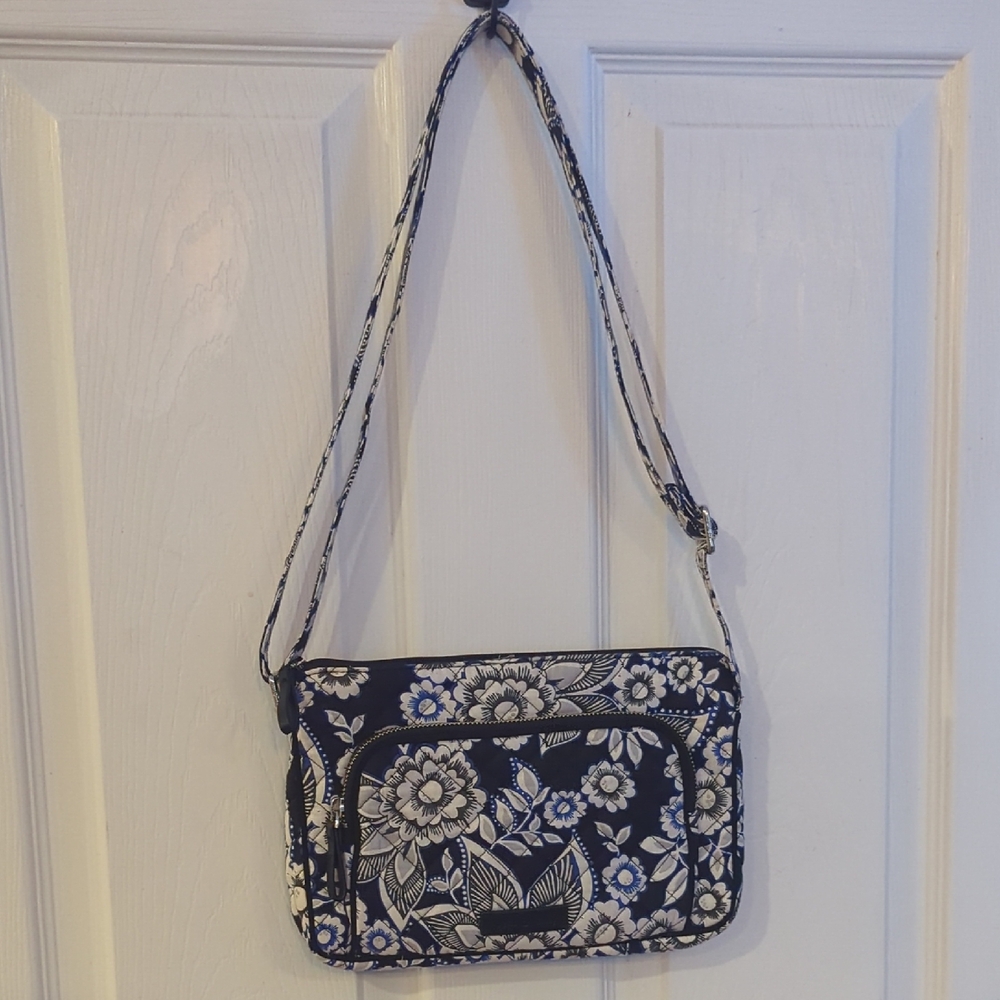 Vera Bradley Navy and White Floral Crossbody Bag